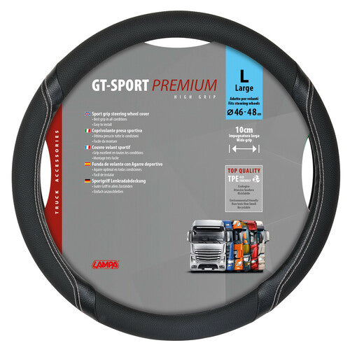 Lampa GT-Sport, Skeentex Lenkradbezug - L - 46/48 cm - Schwarz/Silber 98009