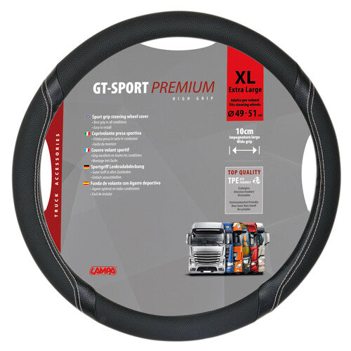 Lampa GT-Sport, coprivolante in Skeentex - XL - 49/51 cm - Nero/Argento 98010