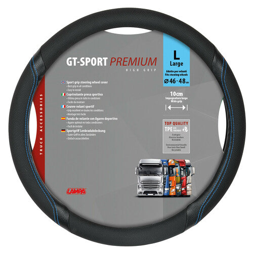 Lampa GT-Sport, Skeentex Steering Wheel Cover - L - 46/48 cm - Black/Blue