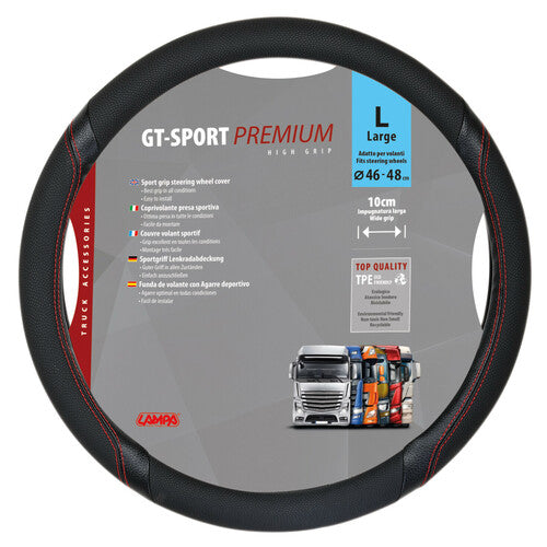 Lampa GT-Sport, Skeentex Lenkradbezug - L - 46/48 cm - Schwarz/Rot 98017