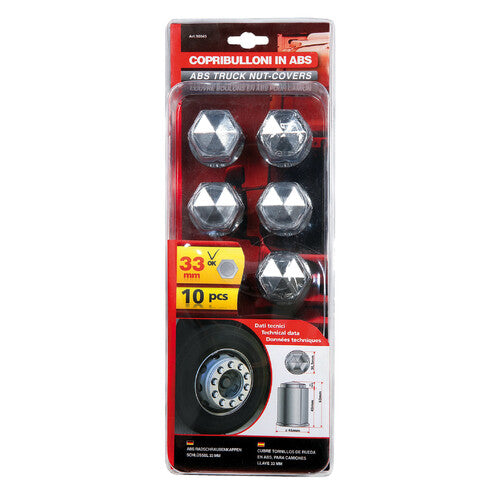 Lampa Set 10 copribulloni in ABS - 33 mm - Cromo 98049