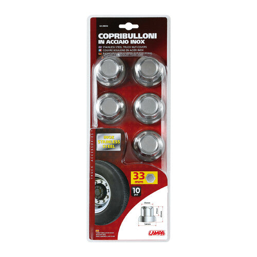 Lampa Set 10 copribulloni in acciaio inox - 33 mm 98052