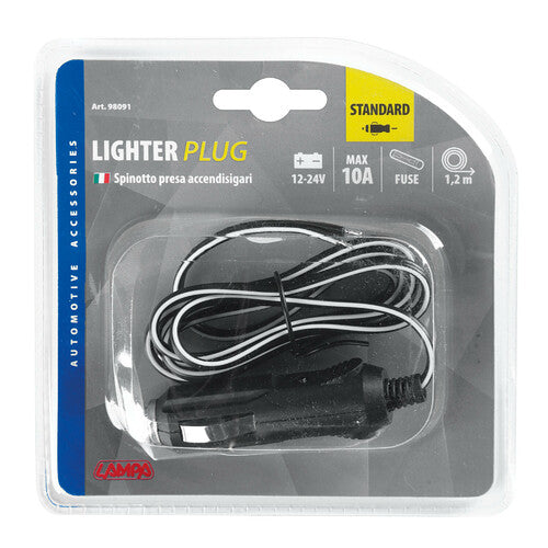 Standard cigarette lighter plug with cable - 12/24V