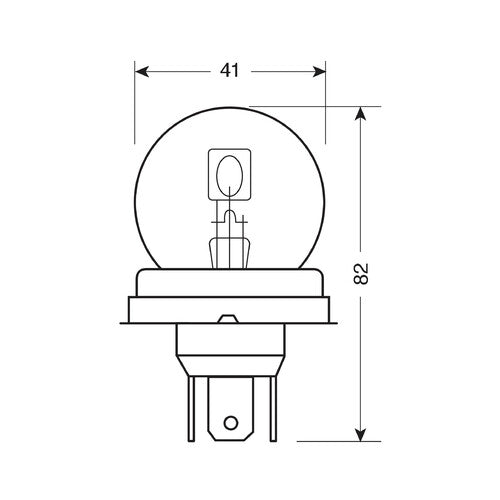 24V Lamp Asymmetrical Double Light - R2 - 50/55W - P45t - 1 pc - Box