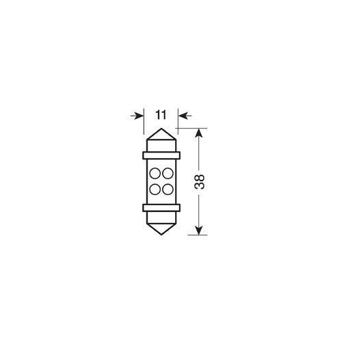 24V Torpedolampe mit 4 LEDs – 11x38 mm – SV8.5-8 – 2 Stück – Box – Weiß 98358