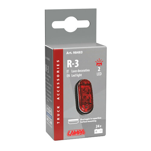 Lampa Luce ingombro a 2 Led, 24V - Rosso 8483 98483