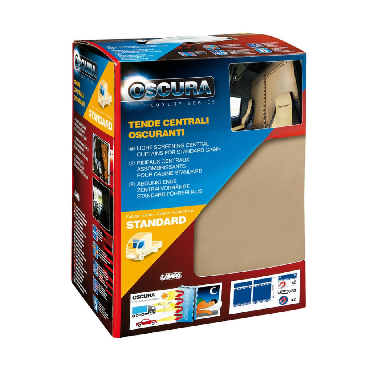 Lampa Oscura, tende centrali per camion, cabina standard - Beige