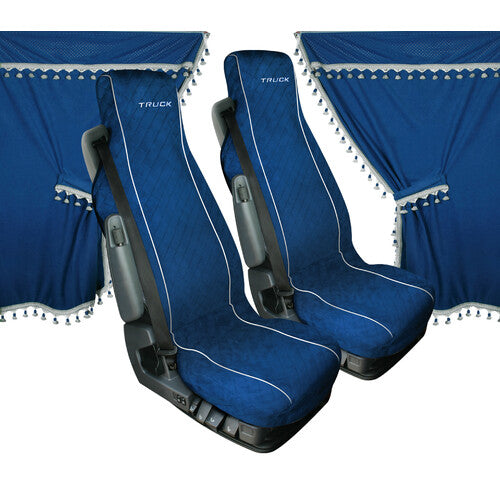 Melissa Microfiber Truck Curtain and Seat Cover Set - Blue