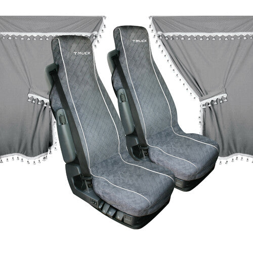 Lampa Melissa, set tende e coprisedili in microfibra per camion - Grigio 98643