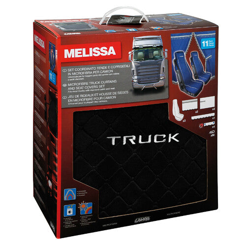 Lampa Melissa, set tende e coprisedili in microfibra per camion - Nero 98644