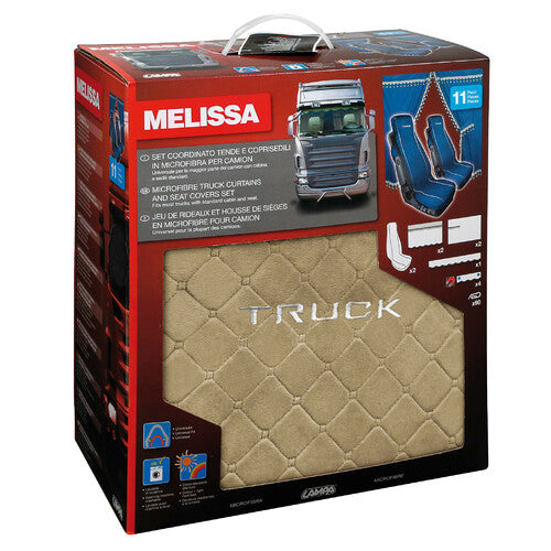Melissa Lampe, LKW-Vorhang- und Sitzbezug-Set aus Mikrofaser – Beige