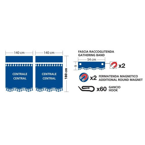 Dark Lamp, Center Curtains for Trucks, High Cab - Blue