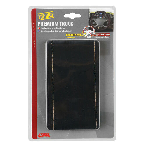 Lampa Premium Truck Leather Steering Wheel Cover - M - 44/46 cm - Black/Beige