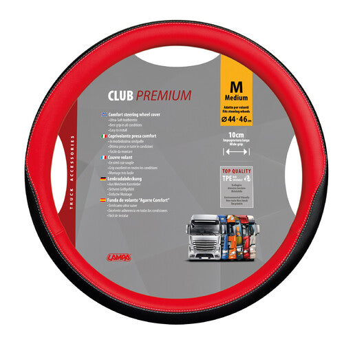 Lampa Club, Skeentex Steering Wheel Cover - M - 44/46 cm - Red