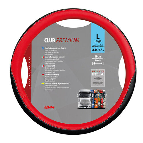 Lampa Club, Skeentex Steering Wheel Cover - L - 46/48 cm - Red