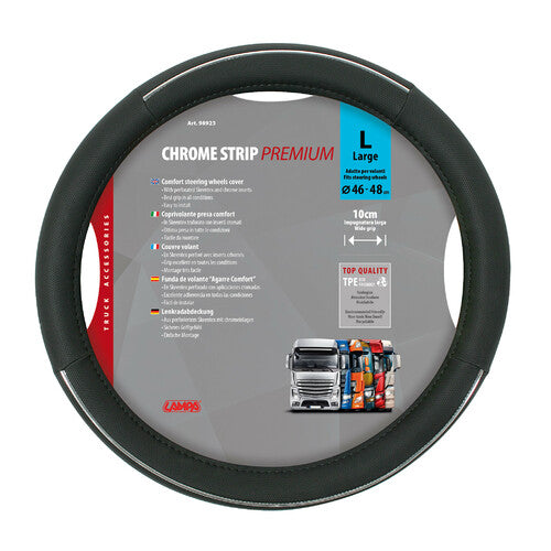 Chrome Strip Lamp, Skeentex Steering Wheel Cover - L - 46/48 cm