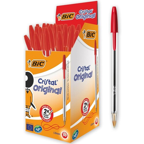 Bolígrafos Bic Cristal Original, caja de 50 - Rojo BIC8373619