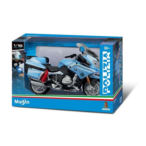 Motocicleta policial Burago, BMW R 1200 RT, Maisto, escala 1:18, vitrina