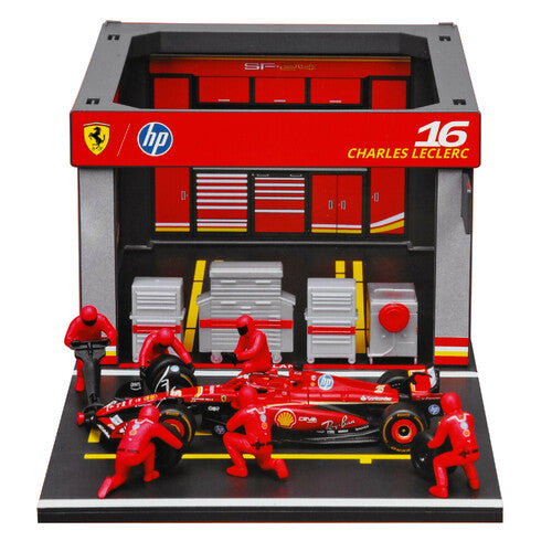 Burago Pit Stop Ferrari SF-24 Leclerc, Burago, escala 1:43
