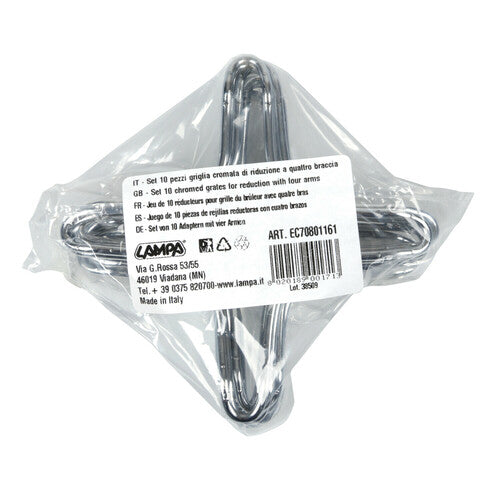 Lamp Set of 10 chrome reduction grids for four-arm stoves