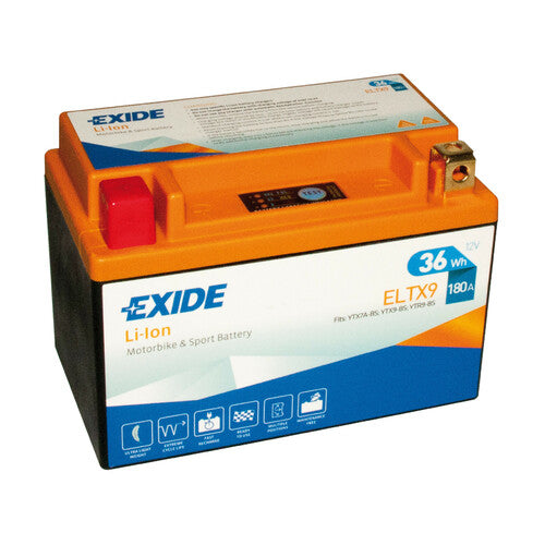 Exide ELTX9 Batteria moto al litio 12V Li-Ion LiFePo4 36 Wh 180 A