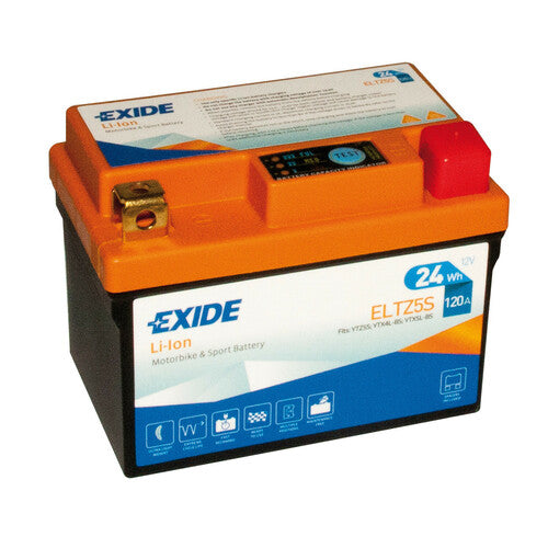 Batería de litio para motocicleta Exide ELTZ5S, 12 V, iones de litio, LiFePo4, 24 Wh, 120 A
