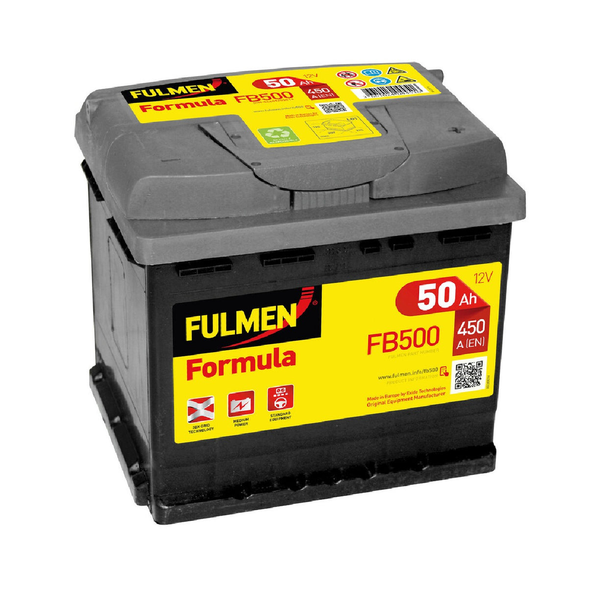 Fulmen FB500 12V Formula Car Battery 50 Ah 450 A