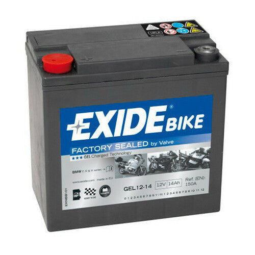 Exide GEL1214 Motorradbatterie 12V GEL 14 Ah 150 A