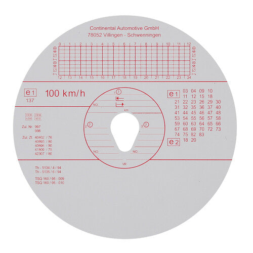 Original Kienzle set of 100 pcs approved tachograph discs - 100 km/h