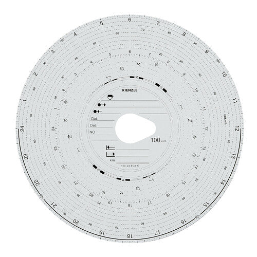 Original Kienzle set of 100 pcs approved tachograph discs - 100 km/h