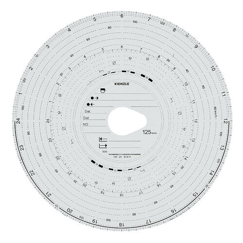 Juego original Kienzle de 100 discos de tacógrafo homologados - 125 km/h