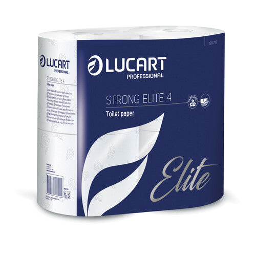 Papel higiénico Lucart Strong Elite - 4 capas, 140 hojas - Paquete de 4 rollos L811717