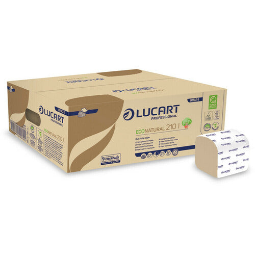Papel Higiénico Interplegado Lampa - Lucart Econatural 210 I - Doble Capa, Color Habana, 210 hojas - Paquete de 40 paquetes L811A74