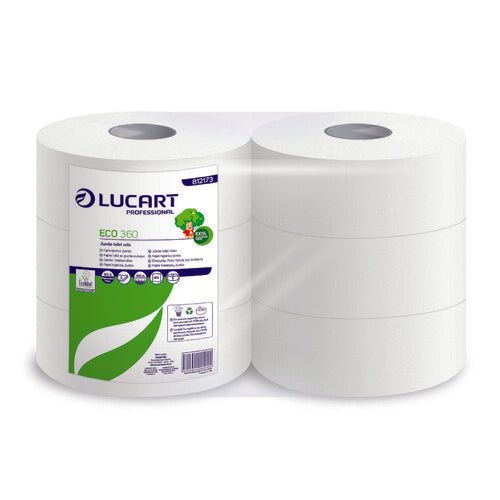 Papel higiénico Lucart Eco 360 Jumbo - 2 capas, 973 hojas - Paquete de 6 rollos L812173P