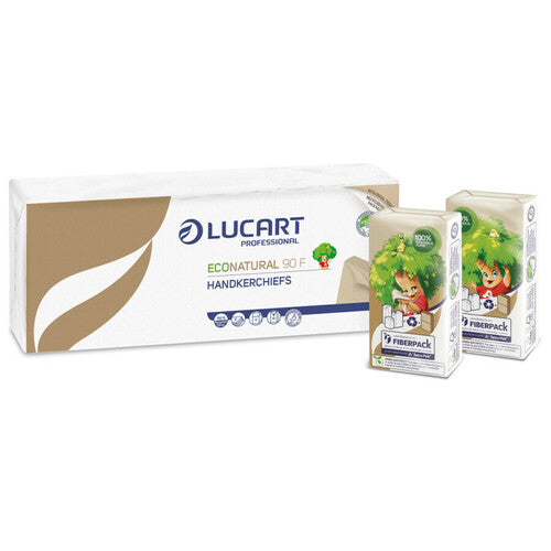 Pañuelos de papel Lucart Professional Econatural 90F - 4 capas, 9 pañuelos - Paquete de 10 L843166J