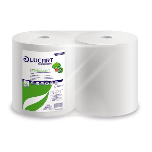 Papel para juntas Lucart Professional Eco 800 Lamp - 2 capas, 25 x 37 cm, 800 hojas, apto para alimentos - Paquete de 2 rollos L851278