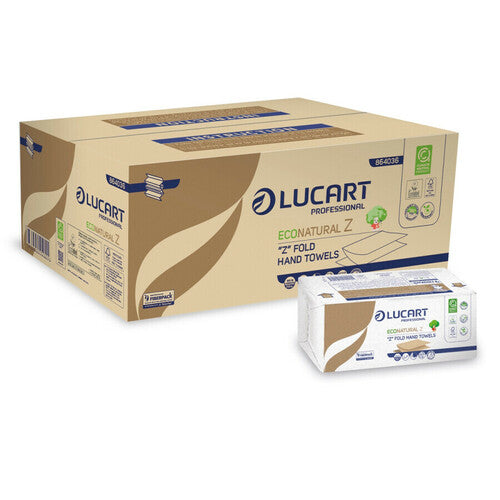 Lampa Asciugamani piegati a Z, Lucart Econatural Z, 23x23,5 cm, 2 veli, avana, 220 fogli - Conf. 18 pacchetti L864036