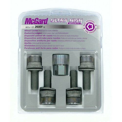 McGard 4 Stück Ultra-Hochsicherheits-Flachradschrauben mit Unterlegscheiben-Set D020