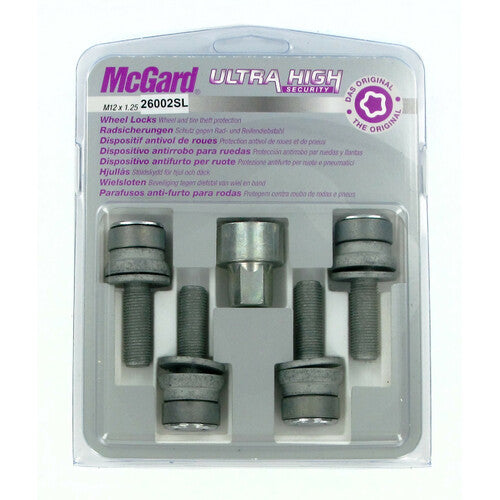 McGard 4 Stück Ultra-Hochsicherheits-Flachradschrauben mit Unterlegscheiben-Set D010