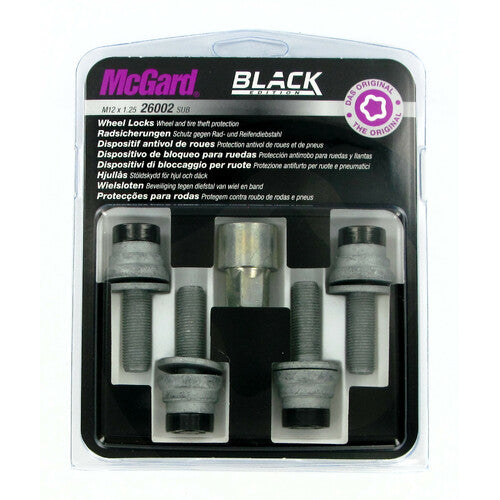Kit de 4 pernos para ruedas planas McGard con arandelas - Edición negra - D010
