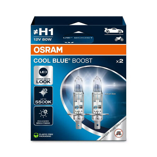 Osram 12V Cool Blue Boost - (H1) - 80W - P14,5s - 2 uds - Caja