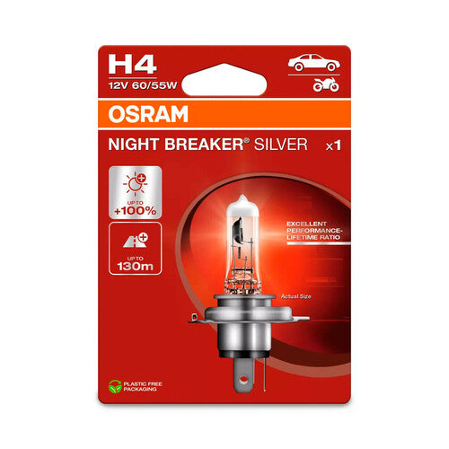 Osram Night Breaker Silver de 12 V - H4 - 60/55 W - P43t - 1 unidad - Caja