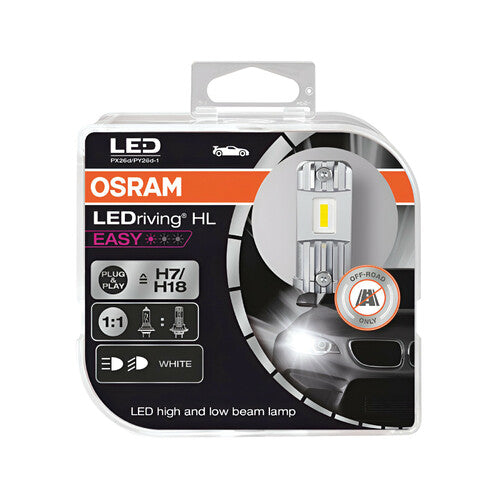 Osram 12V LEDriving HL Easy - (H7/H18) - 16,2W - PX26d / PY26d-1 - 2 uds - Caja
