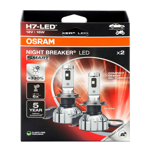 Osram 12V Night Breaker Led Smart - H7 - 16W - PX26d - 2 pz - Scatola