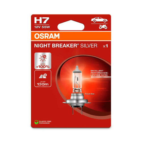 Osram Night Breaker Silver de 12 V - H7 - 55 W - PX26d - 1 unidad - Caja