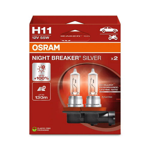 Osram Night Breaker 12V Plata - H11 - 55W - PGJ19-2 - 2 uds - Caja