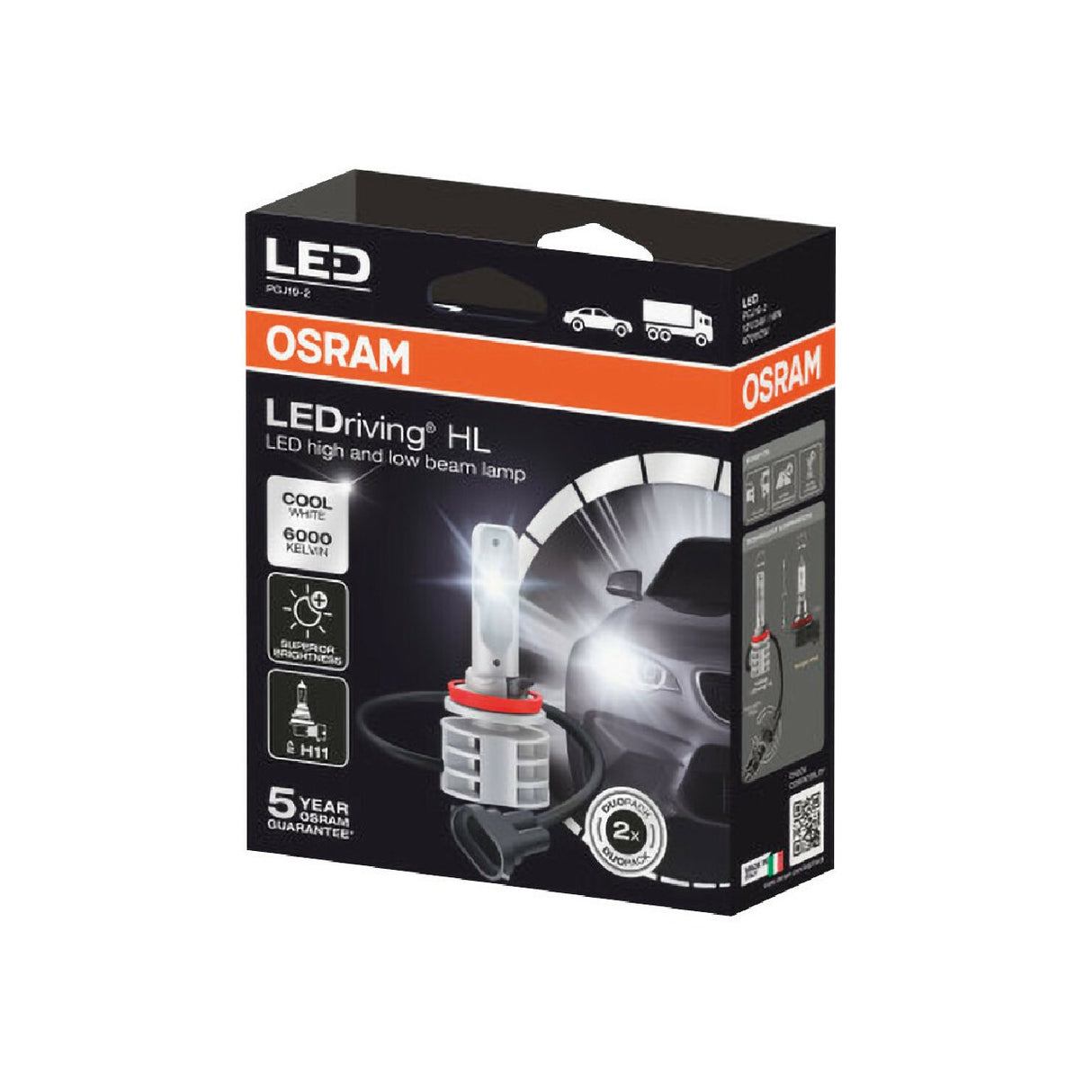 Osram LEDriving HL 12/24V Glühbirne – (H11) – 14W – PGJ19-2 – 2 Stück – Verpackung