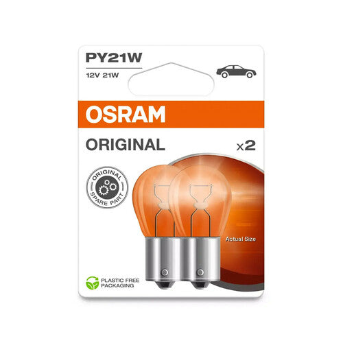 Osram 12V Original Line - PY21W - 21W - BAU15s - 2 uds - Caja - Naranja