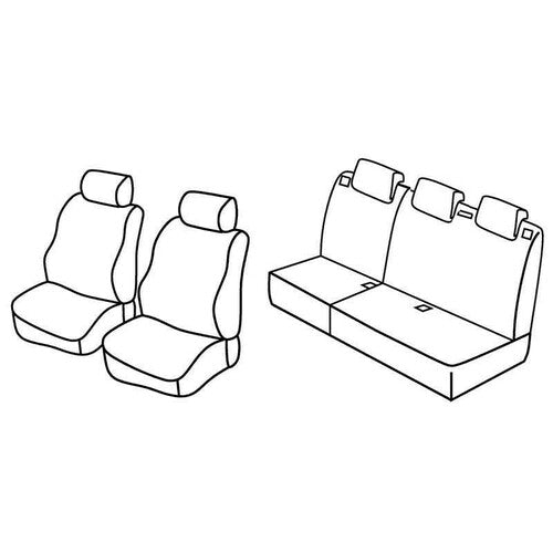 Lamp Superior Seat Cover Set - Black/Red - Fiat Punto 5p (01/12>04/19)