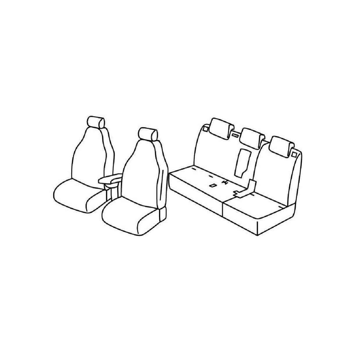 Lamp Superior Seat Cover Set - Black/Red - Fiat 500L (09/12>)